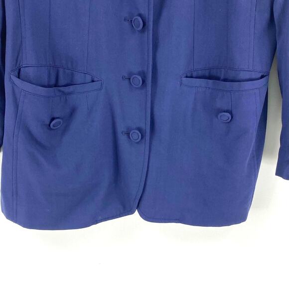 LIZ CLAIBORNE SPORT PETITE Vintage Navy Blazer - Picture 3 of 9